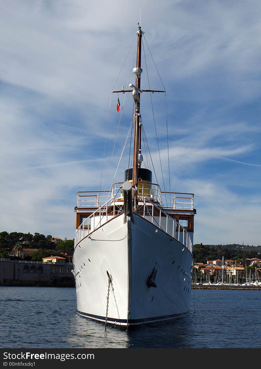 Motor yacht Eden at anchor in Cap ferrat. Motor yacht Eden at anchor in Cap ferrat