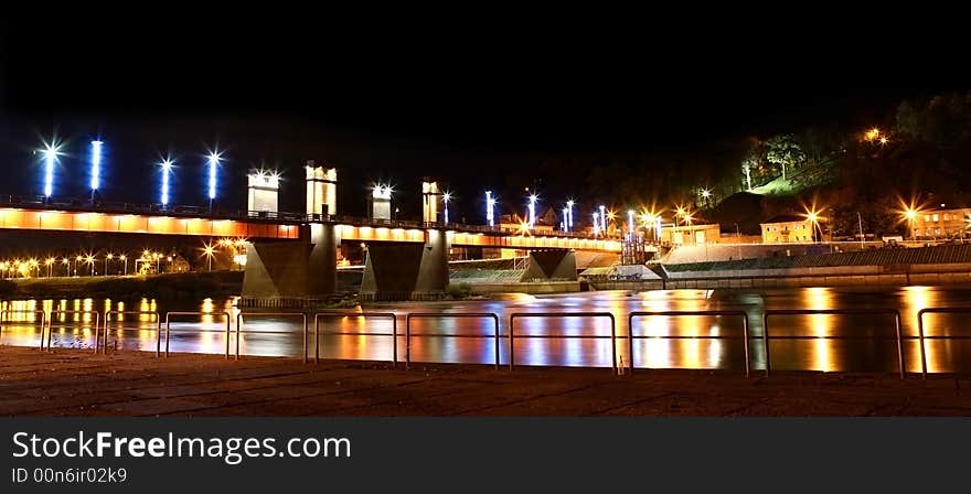 Bridge over the river at night