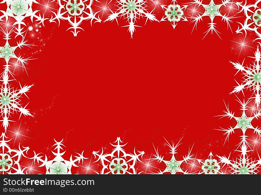 Bright red background with snowflake border. Bright red background with snowflake border.