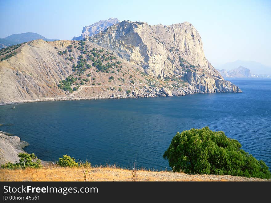 Sea on a background of mountains