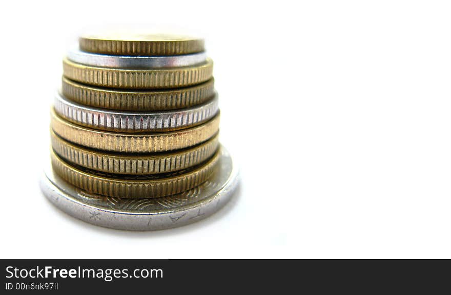 Some lithuanian coins isolated on white background