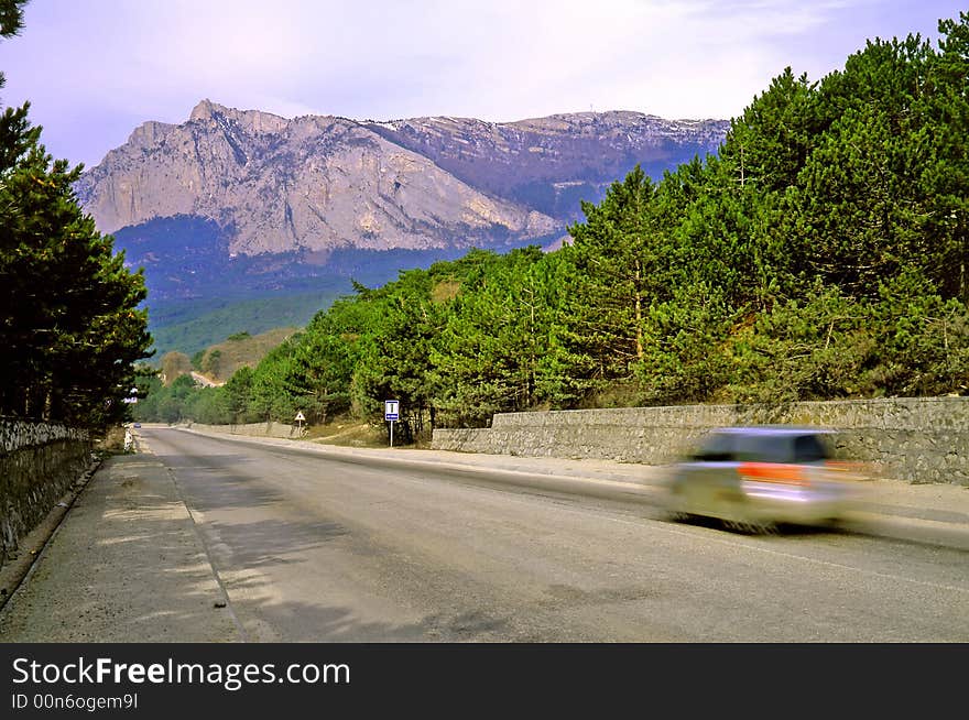 Road on a background of mountains