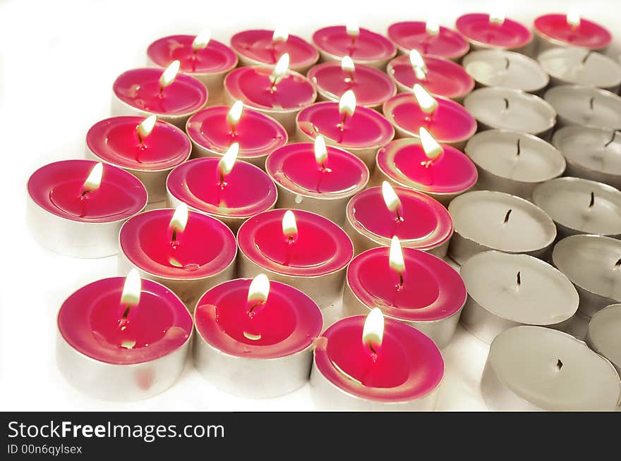 Candle  on a white background