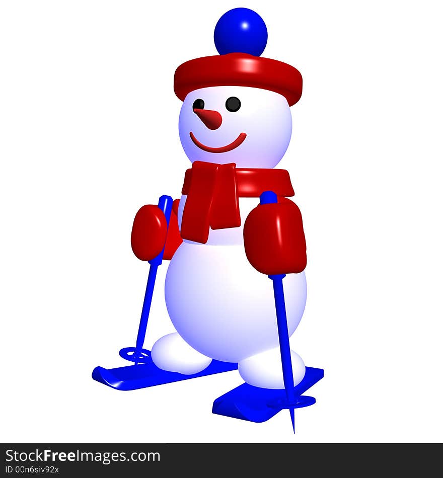 3d, christmas, season, ski, snow, snowman, winter. 3d, christmas, season, ski, snow, snowman, winter