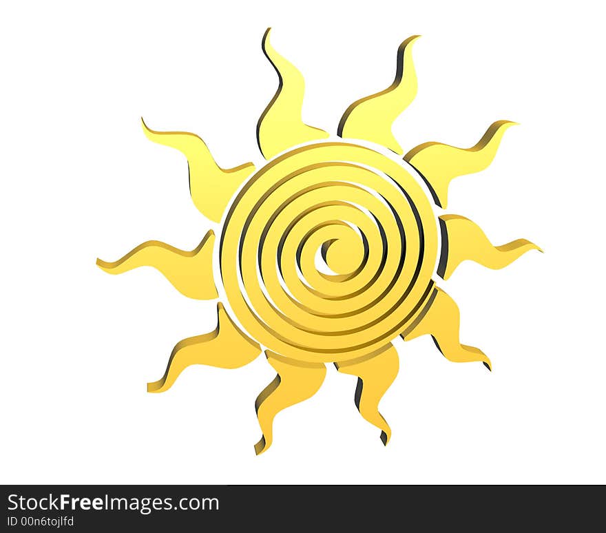 3D Sun Over White