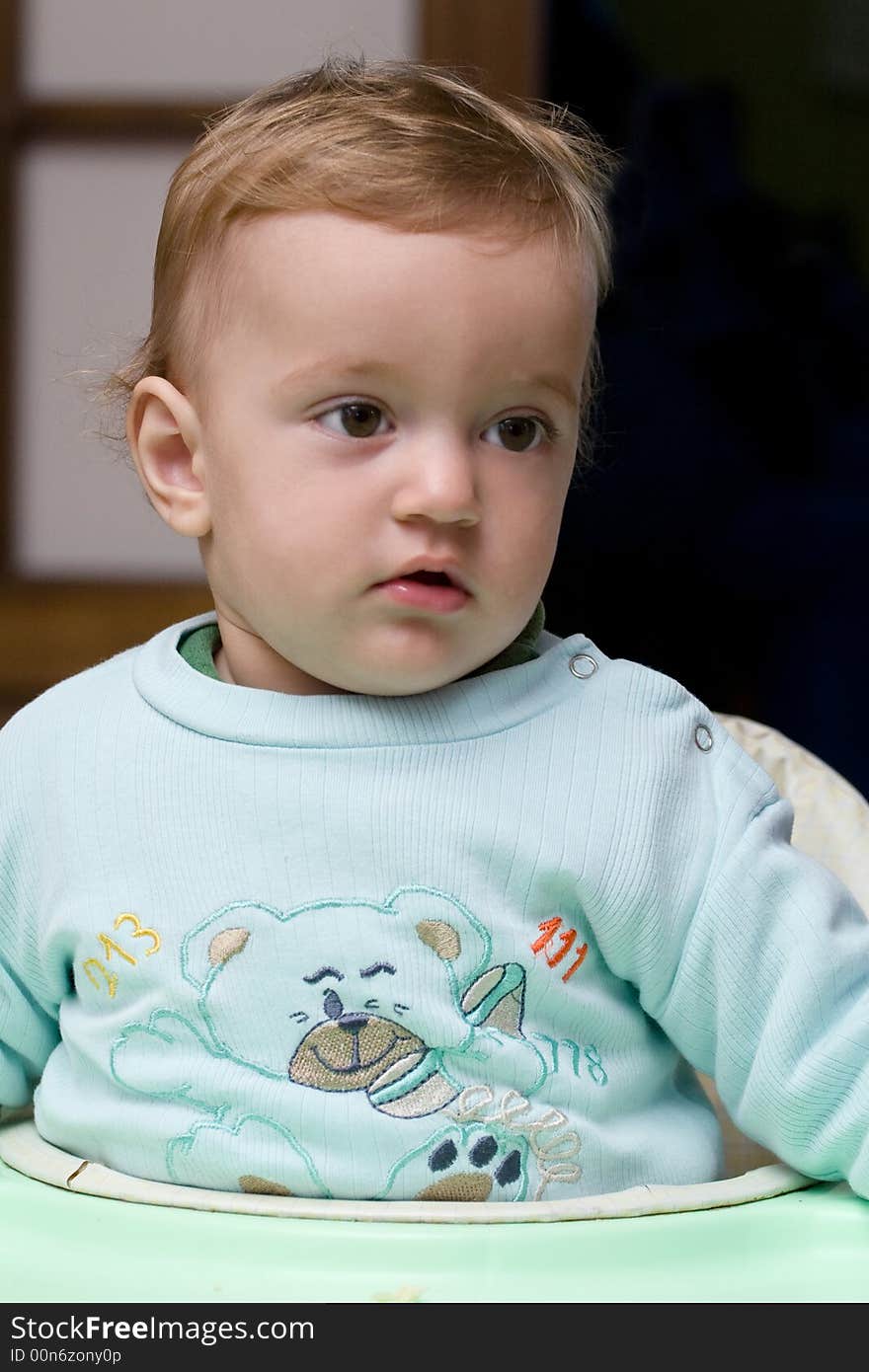 Close-up portrait of cute blond child. Close-up portrait of cute blond child