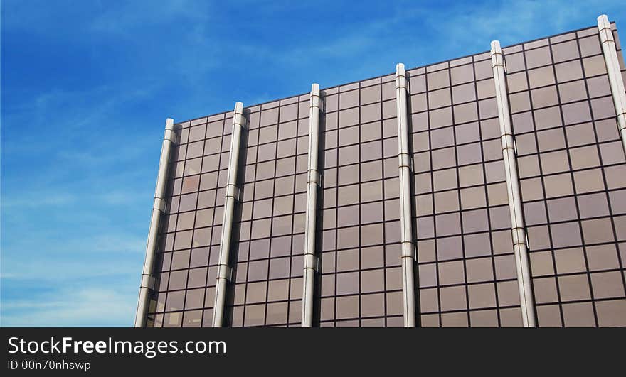 Office building blue sky background. Office building blue sky background