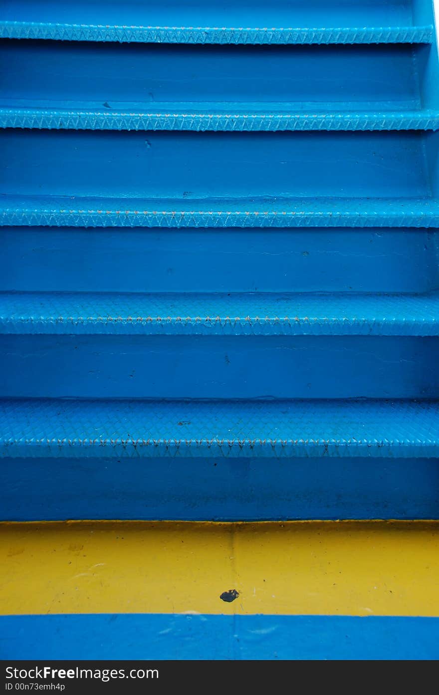 Blue metal stairs on ferry