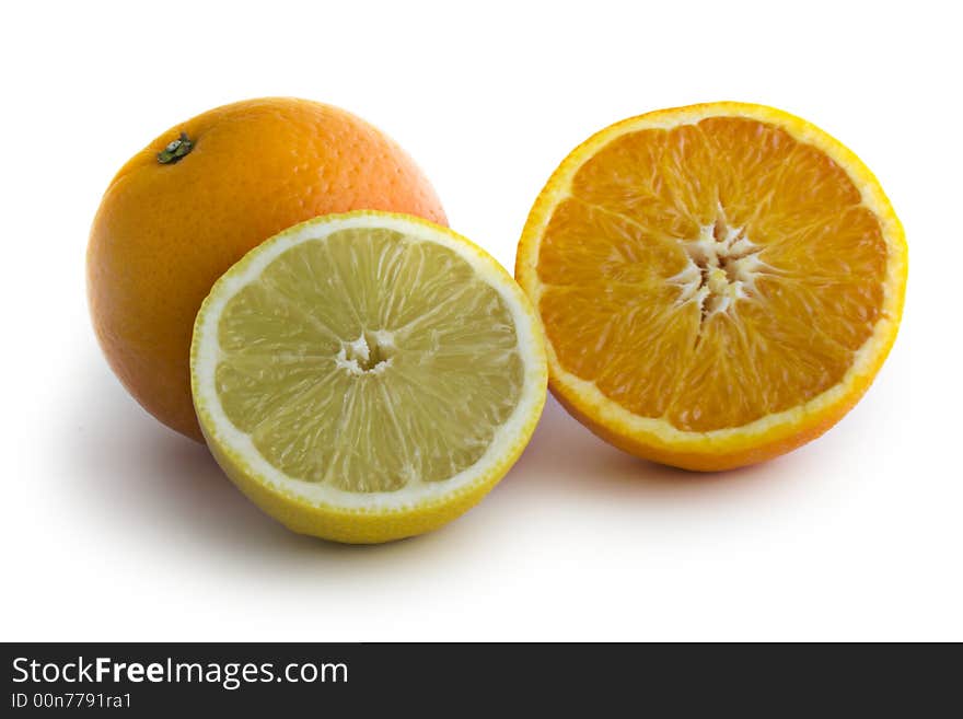 Oranges & Lemons: Straight Product Shot taken in Studio in Natural Light isolated against White Background. Oranges & Lemons: Straight Product Shot taken in Studio in Natural Light isolated against White Background