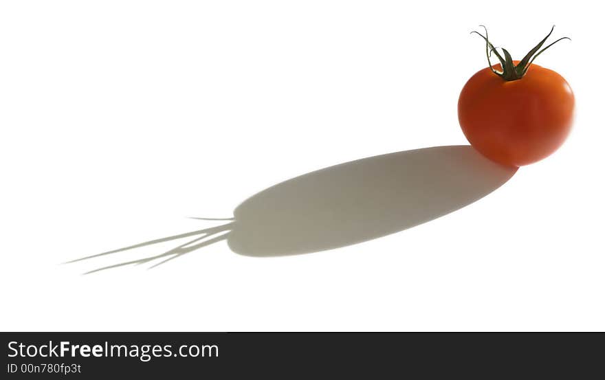 Isolated Tomato with Long Shadow