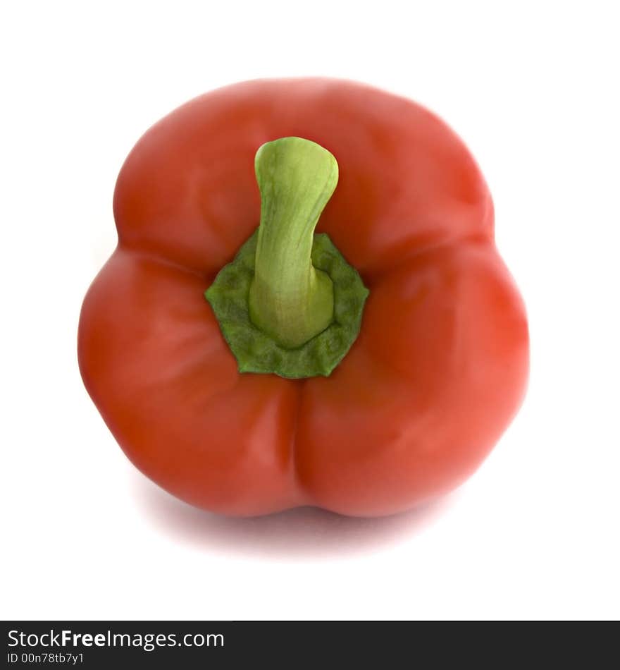 Isolated Red Bell Pepper: Straight Product shot taken in Studio in Natural Light isolated against White Background