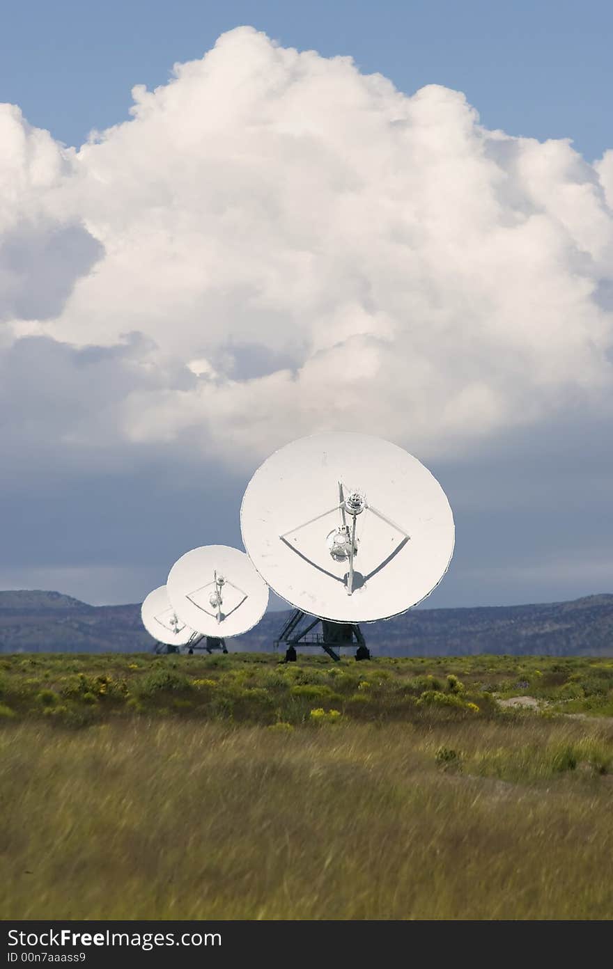 Radio Telescopes in New Mexico on a cloudy day