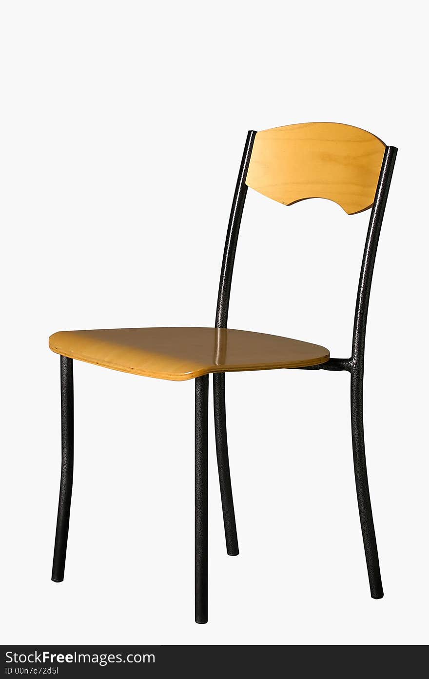 Wooden chair with metal legs