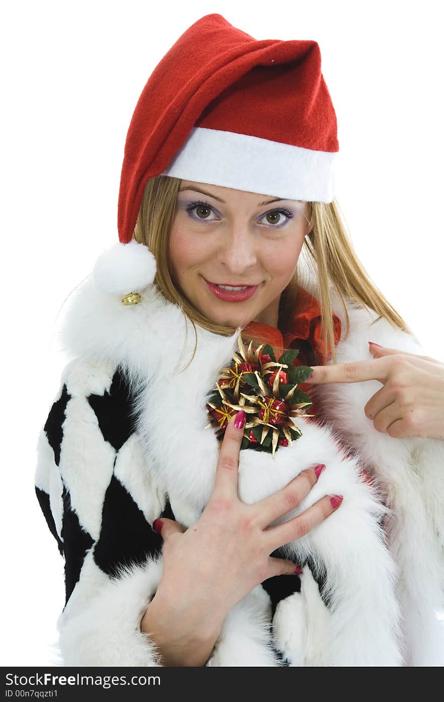 Beautiful woman with christmas decoration on isolated background