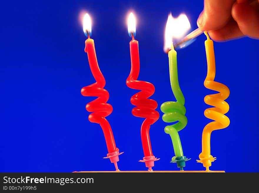 Candle on a dark blue background