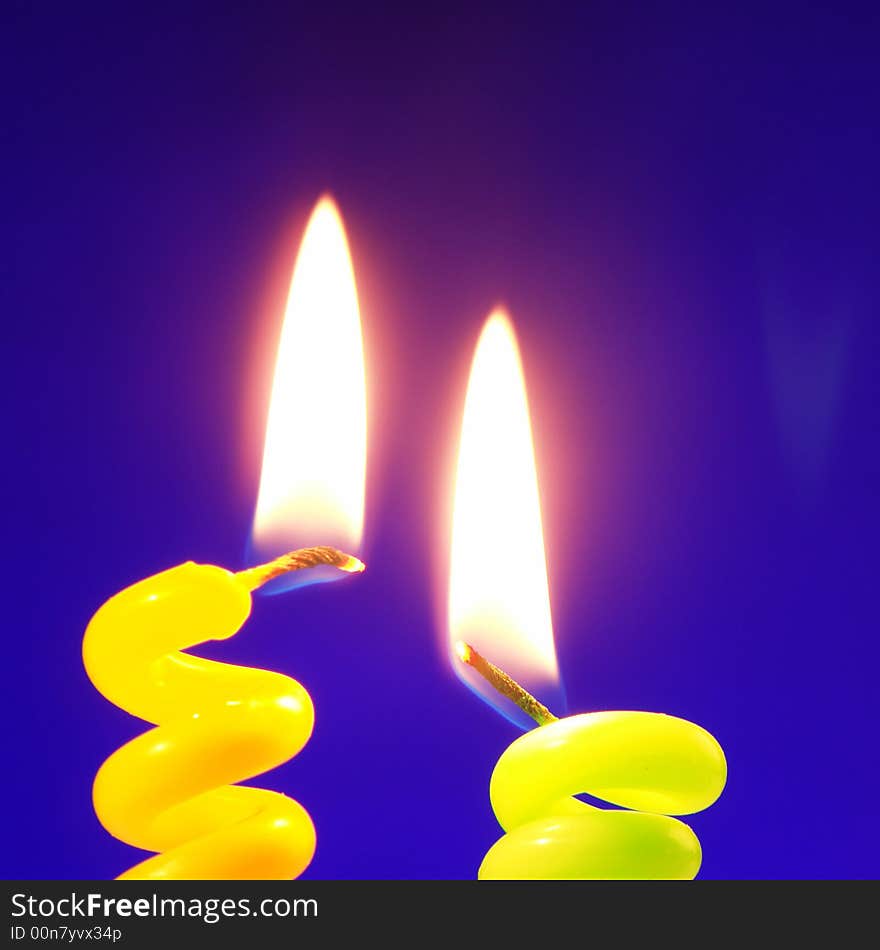 Candle on a dark blue background