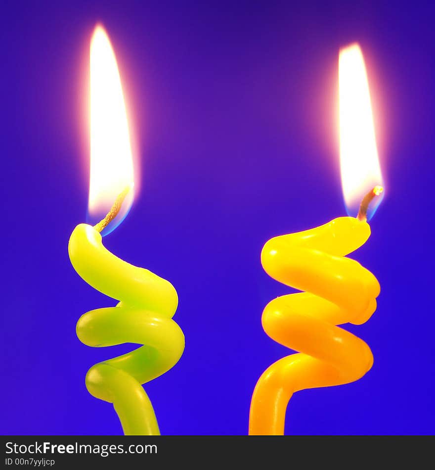 Candle on a dark blue background