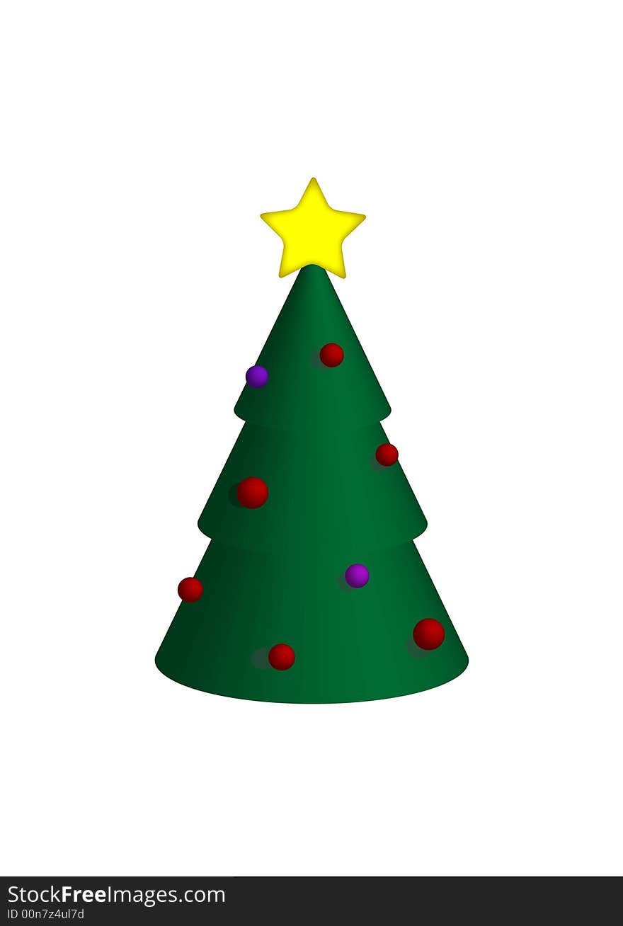 Christmas tree with decoration. Vector art