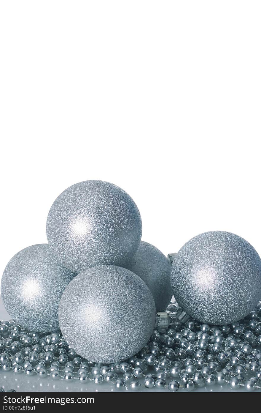 silver christmas balls and pearl