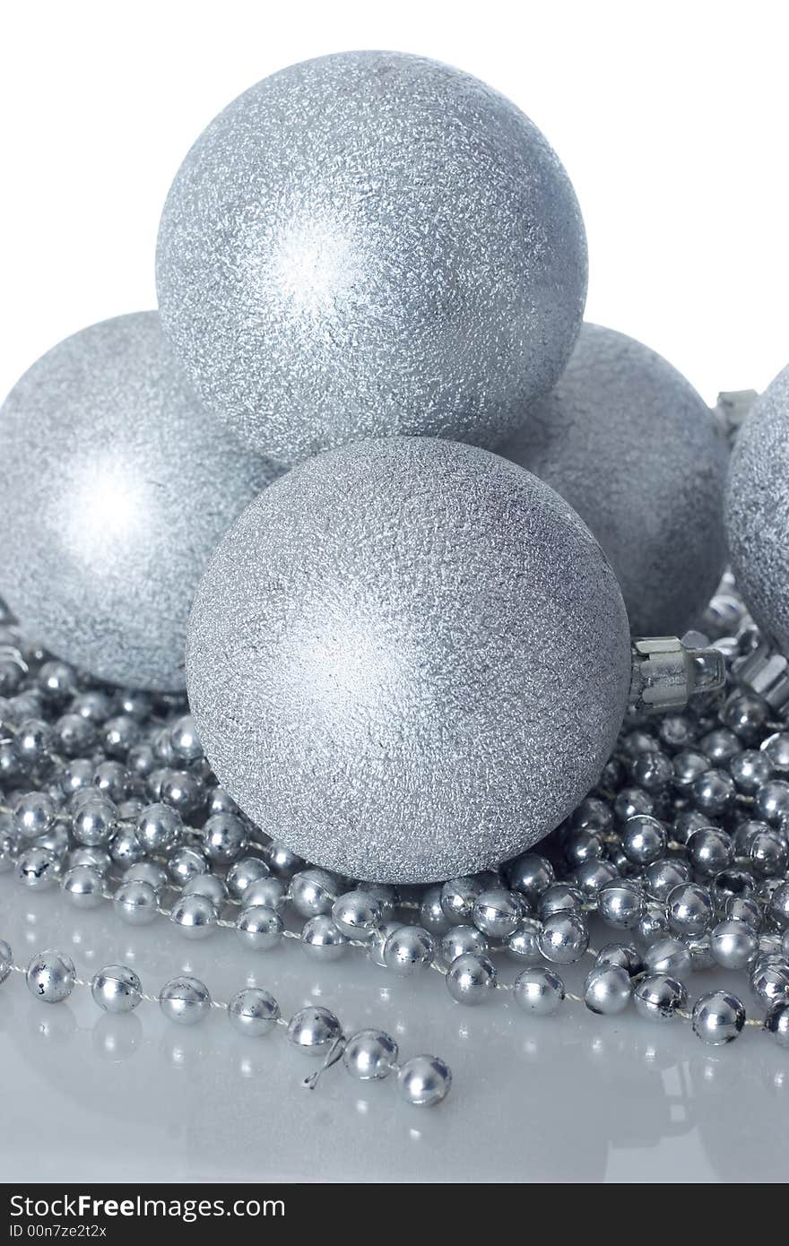 Silver christmas balls and pearl