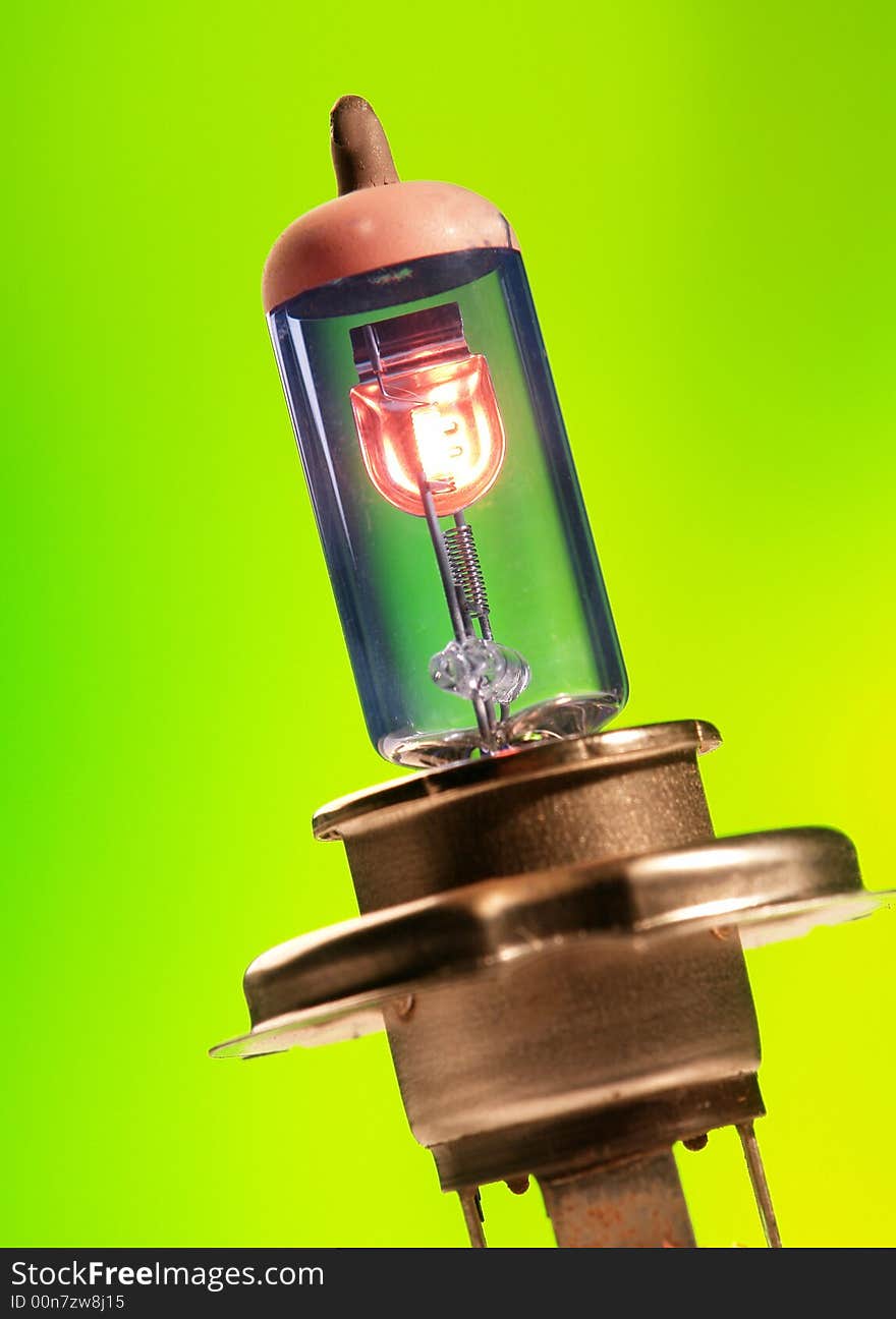 Bulb on a green background