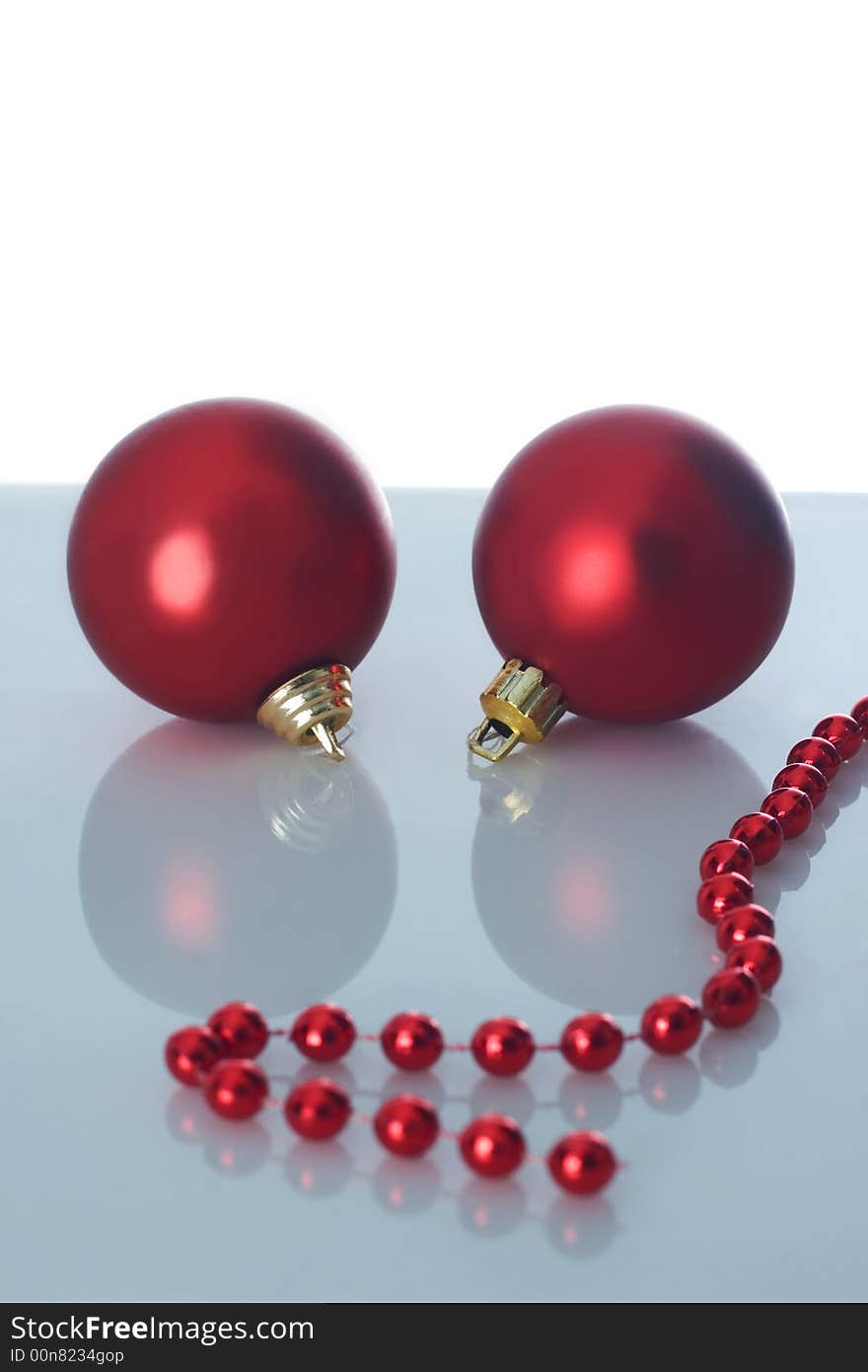 Two red christmas balls isolated. Two red christmas balls isolated