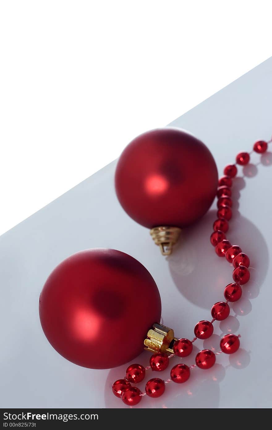 Two red christmas balls isolated. Two red christmas balls isolated