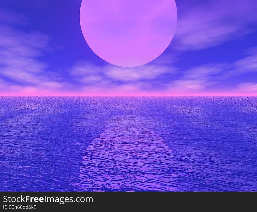 Sunset and bright  sky and sea illustration. Sunset and bright  sky and sea illustration.