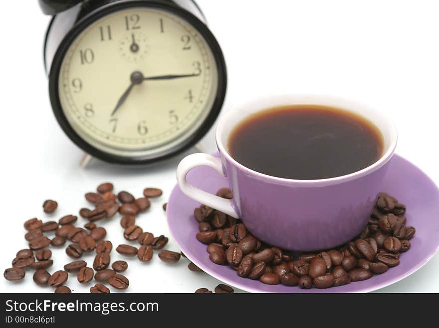 The  cup with fragrant coffee costs on a table