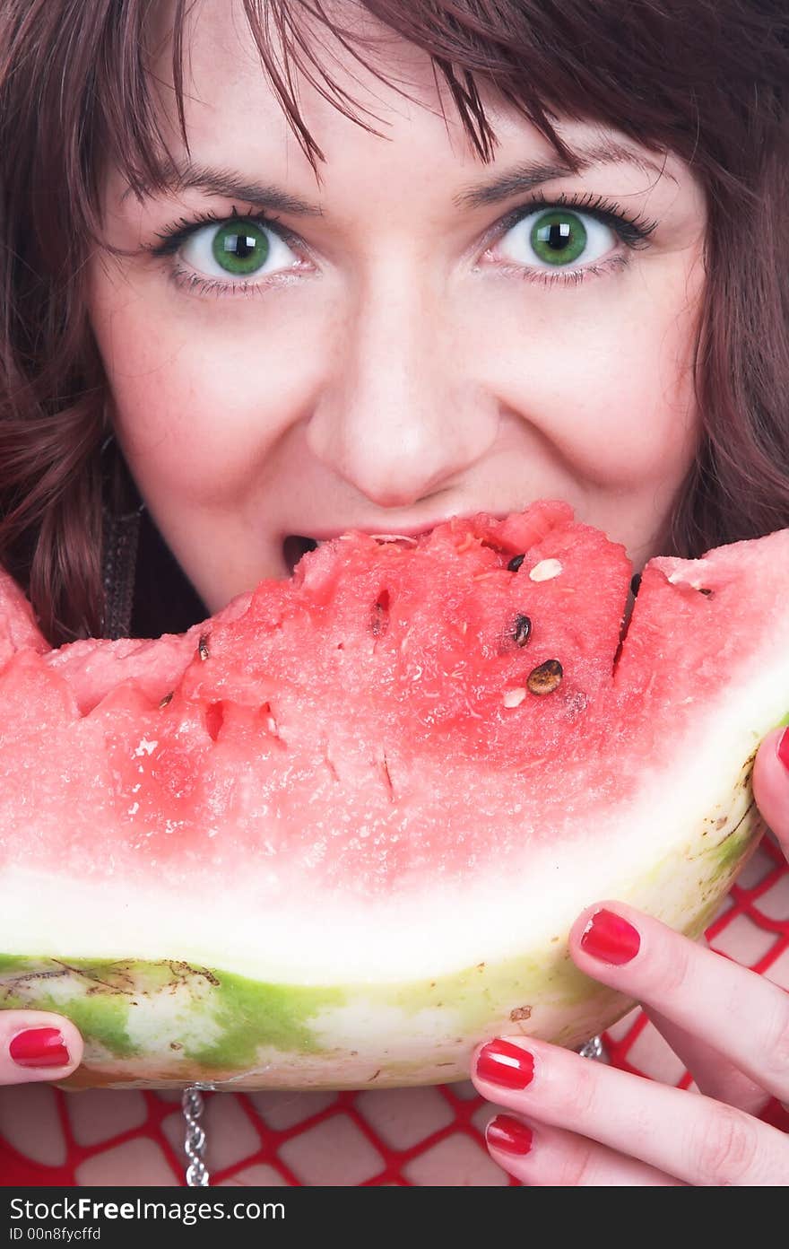 The Girl Eats A Water-melon