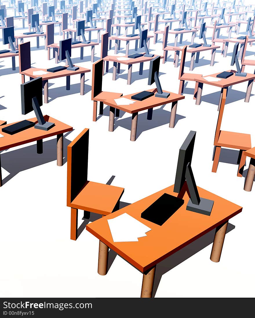 Many Desks With Chairs 2