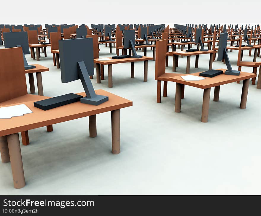 Many Desks With Chairs 3