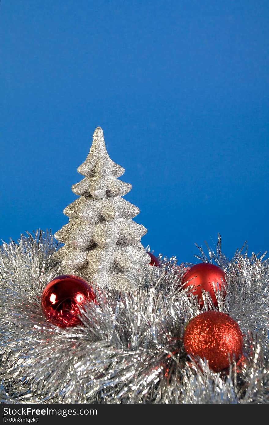 Beautiful silver tree and red globes postcard. Beautiful silver tree and red globes postcard