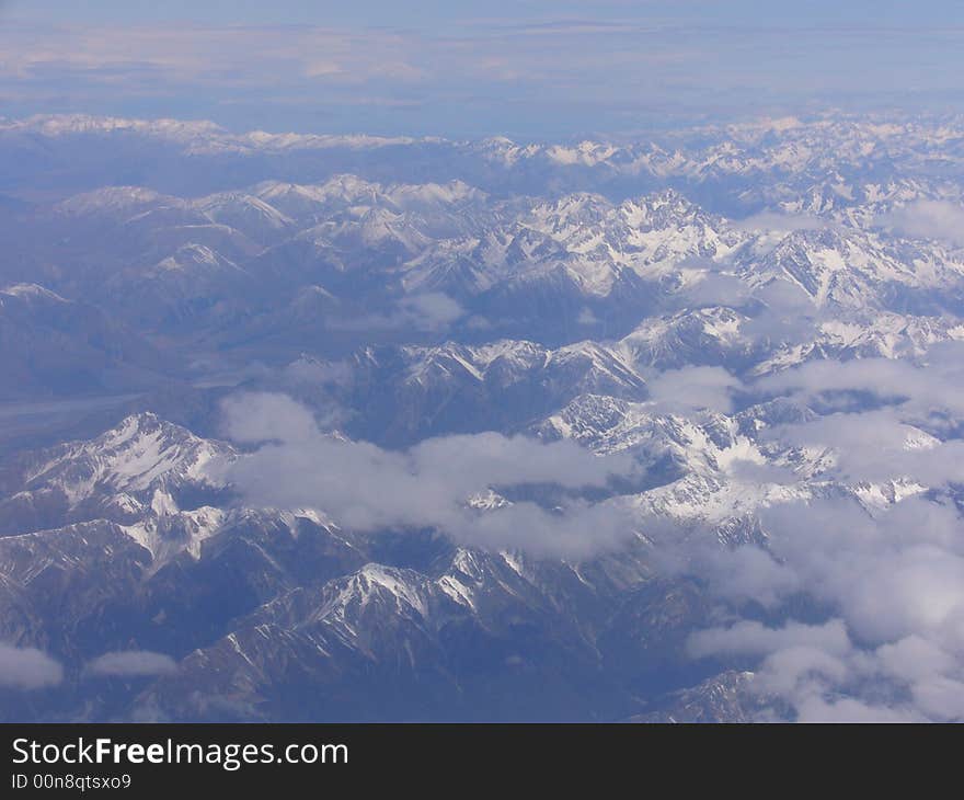 The aerial view of Southern Alps, New Zealand. The aerial view of Southern Alps, New Zealand