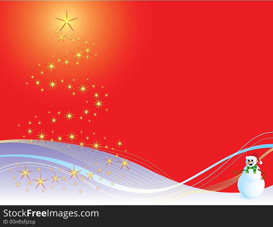 Vector Christmas Background with a snowman