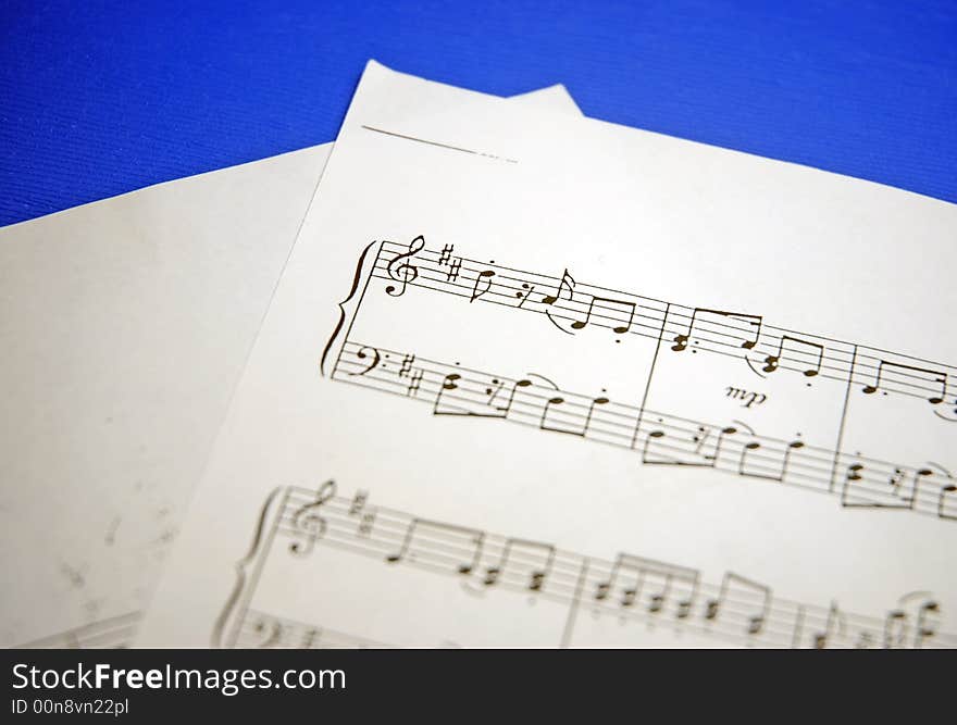 Music notes on blue background