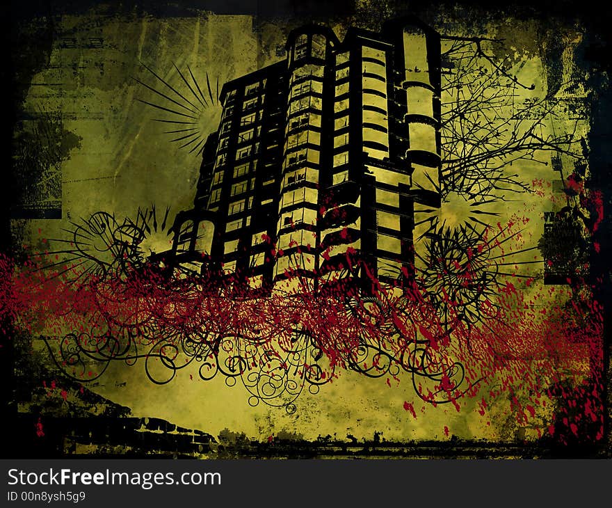 Grunge style design of a building. Grunge style design of a building