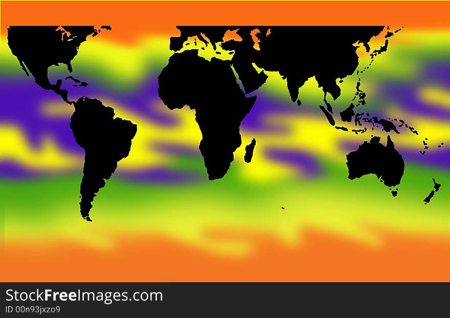 Vector art of a World map with orange background. Vector art of a World map with orange background