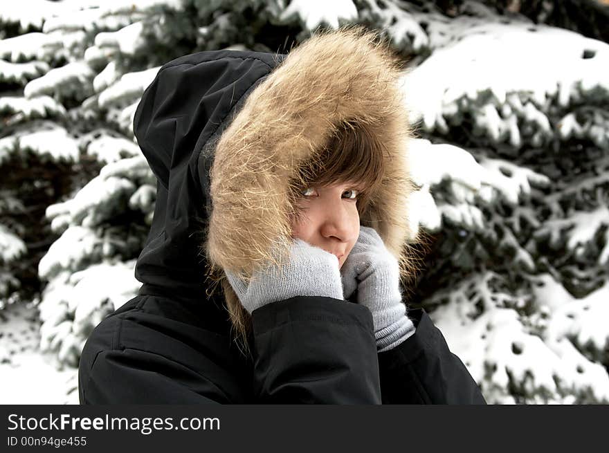 Beautiful woman with winter turtleneck