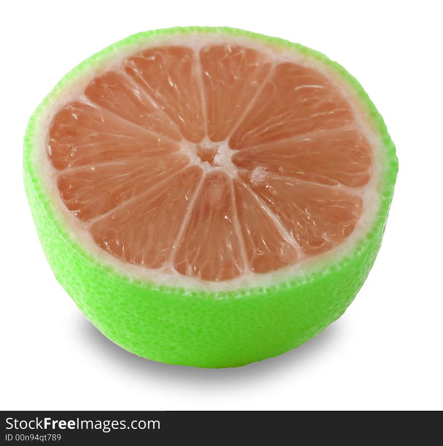 Sliced grapefruit on white background