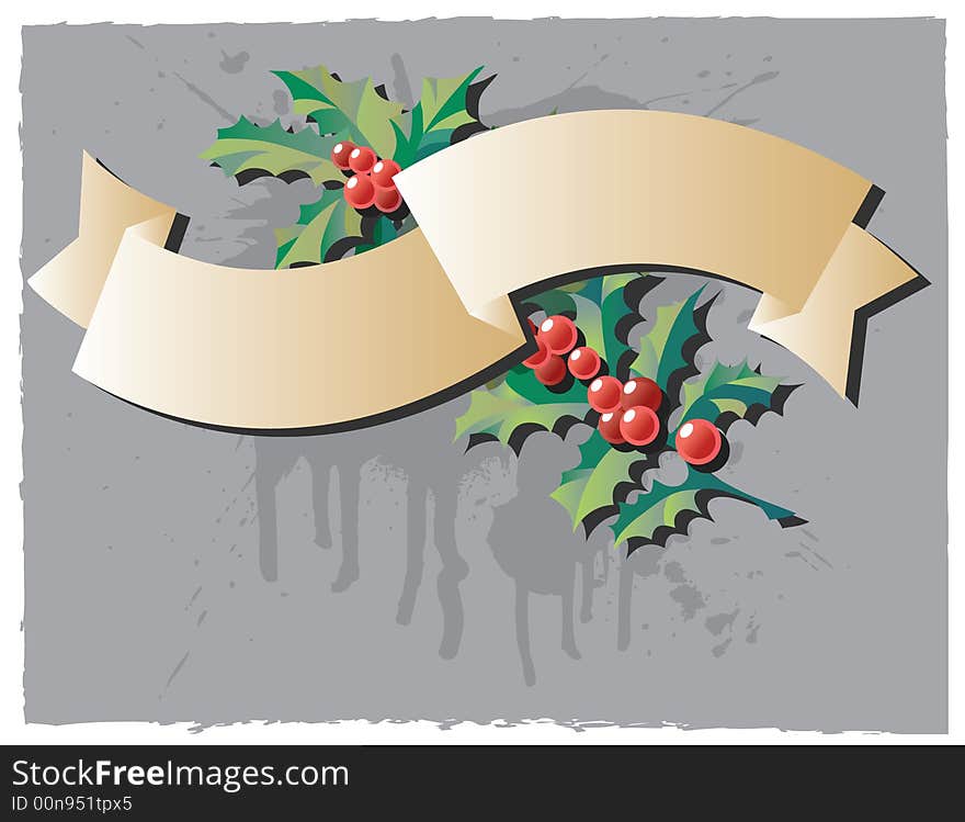 Celebration banner with christmas plants