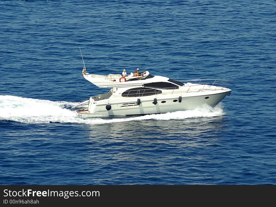 Ship on Ligurian Sea (the Mediterranean) on Manarola, Italy. Ship on Ligurian Sea (the Mediterranean) on Manarola, Italy.