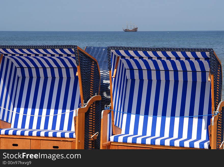 Basket chairs at the beach. Basket chairs at the beach