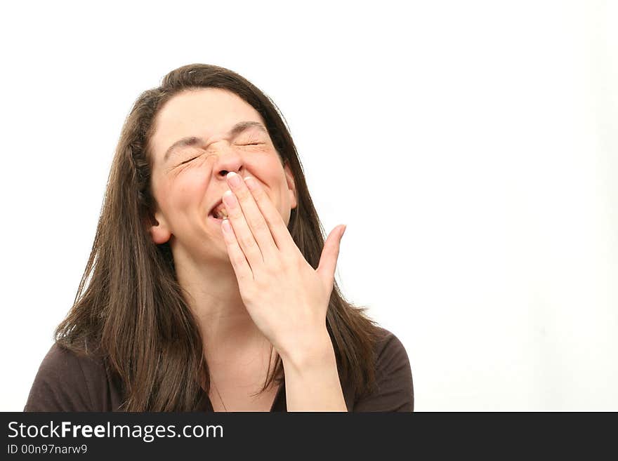 Smiling woman isolated over white