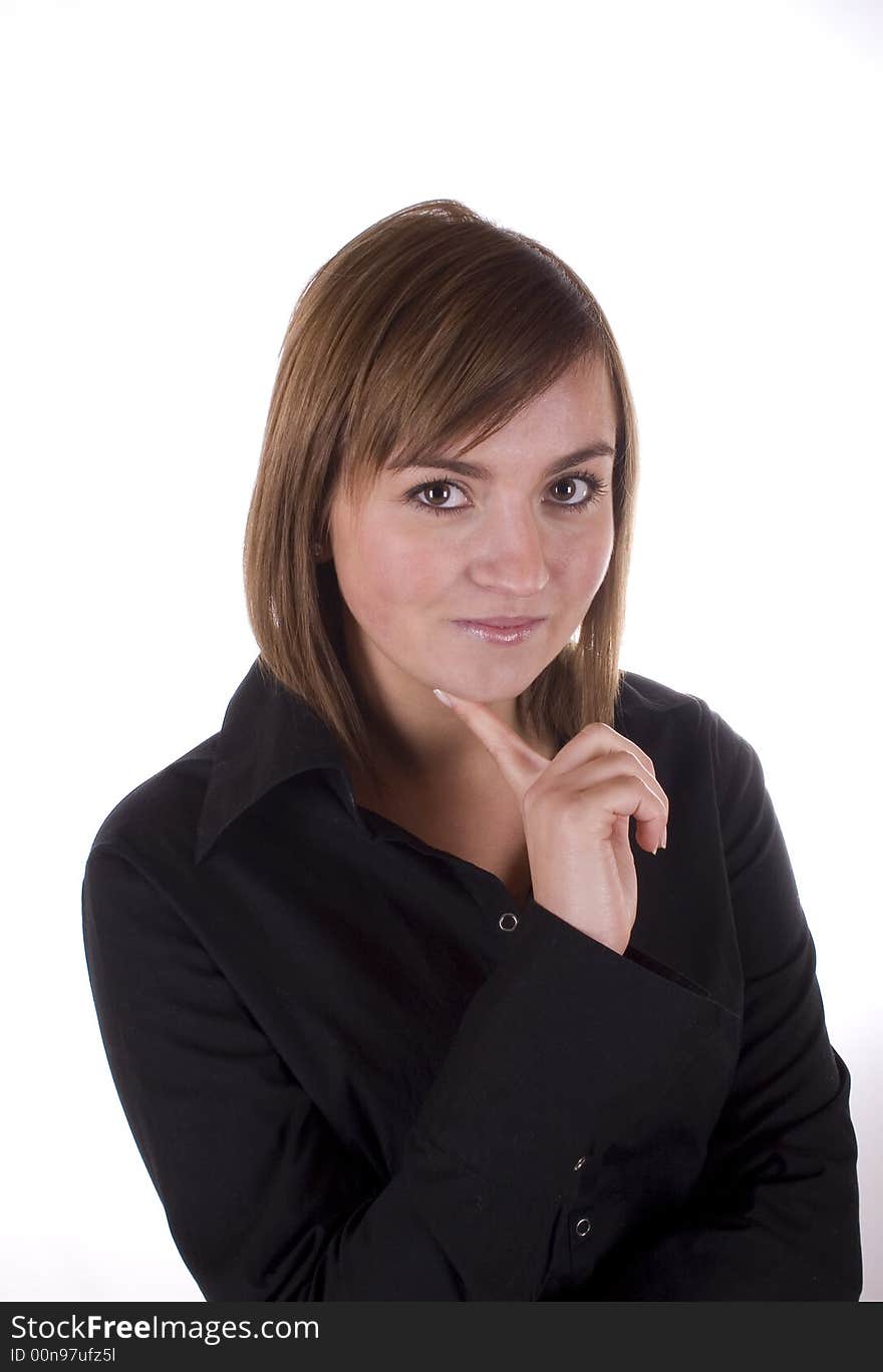 Young woman on white background. Young woman on white background