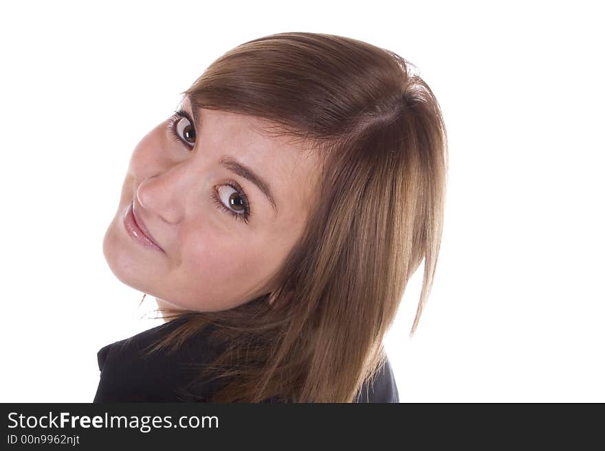 Young woman on white background. Young woman on white background