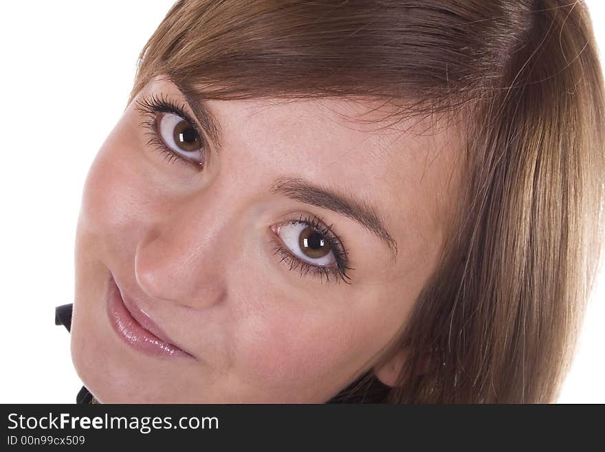 Young woman on white background. Young woman on white background