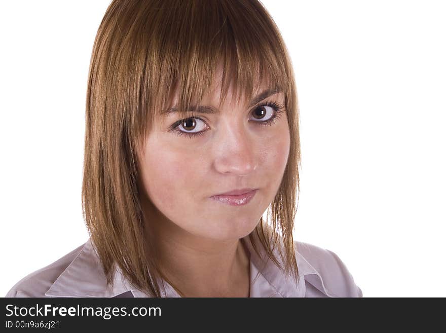 Young woman on white background. Young woman on white background