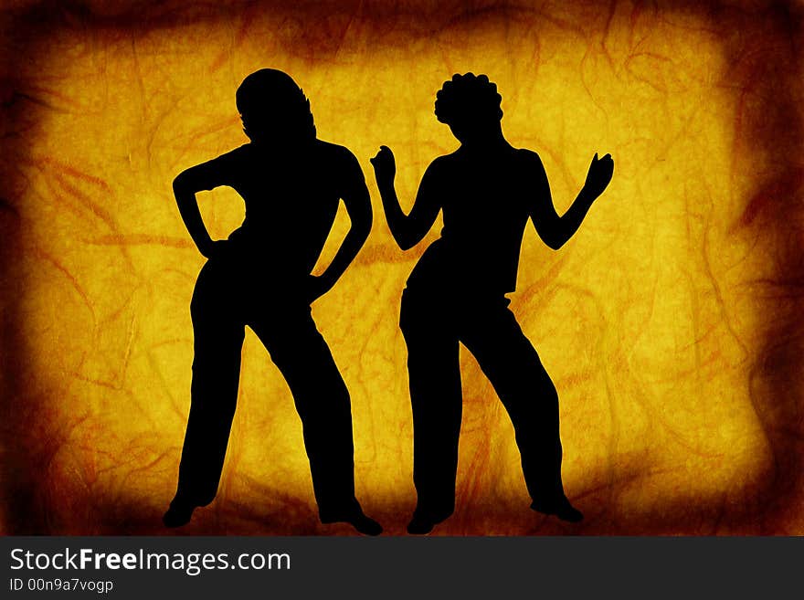 Dancers on a grunge background