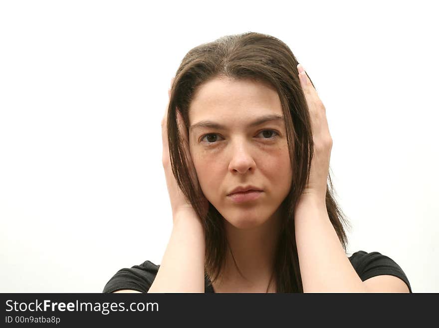 Young woman isolated over white background